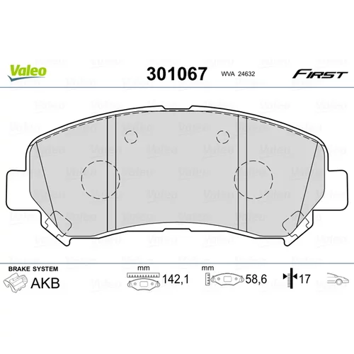 Sada brzdových platničiek kotúčovej brzdy VALEO 301067