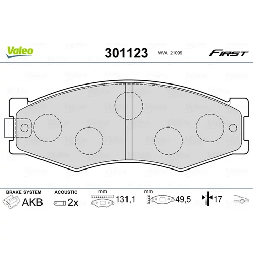 Sada brzdových platničiek kotúčovej brzdy VALEO 301123