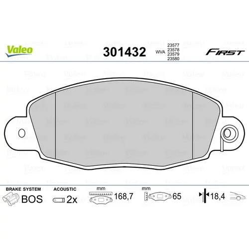 Sada brzdových platničiek kotúčovej brzdy VALEO 301432