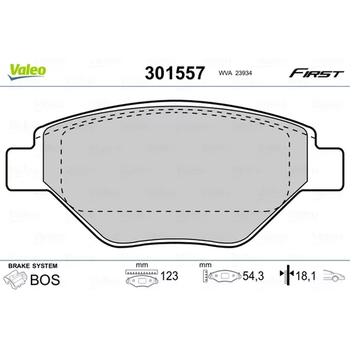 Sada brzdových platničiek kotúčovej brzdy VALEO 301557