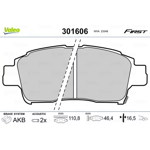 Sada brzdových platničiek kotúčovej brzdy VALEO 301606