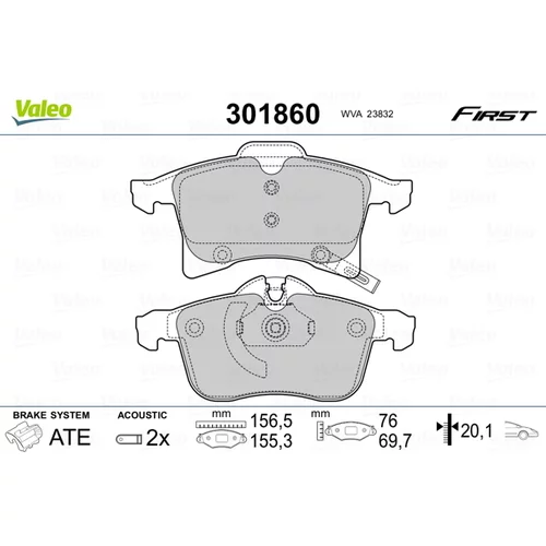 Sada brzdových platničiek kotúčovej brzdy VALEO 301860