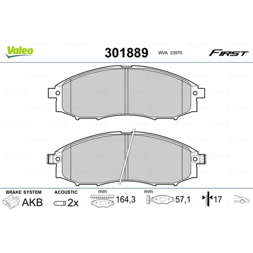 Sada brzdových platničiek kotúčovej brzdy VALEO 301889