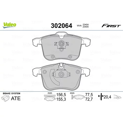 Sada brzdových platničiek kotúčovej brzdy 302064 /VALEO/