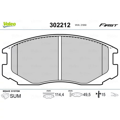 Sada brzdových platničiek kotúčovej brzdy VALEO 302212