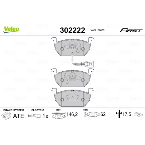 Sada brzdových platničiek kotúčovej brzdy VALEO 302222