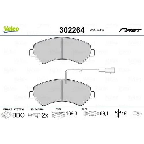 Sada brzdových platničiek kotúčovej brzdy VALEO 302264