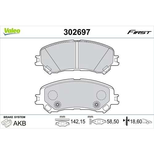 Sada brzdových platničiek kotúčovej brzdy VALEO 302697