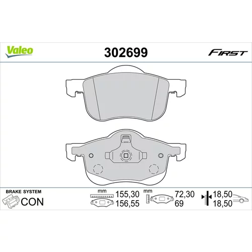 Sada brzdových platničiek kotúčovej brzdy VALEO 302699