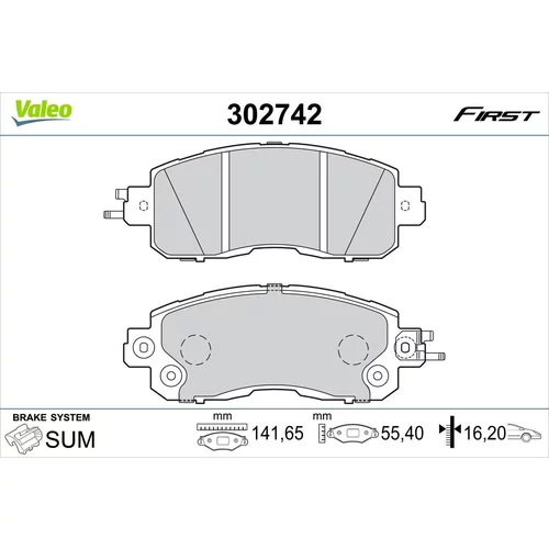 Sada brzdových platničiek kotúčovej brzdy VALEO 302742