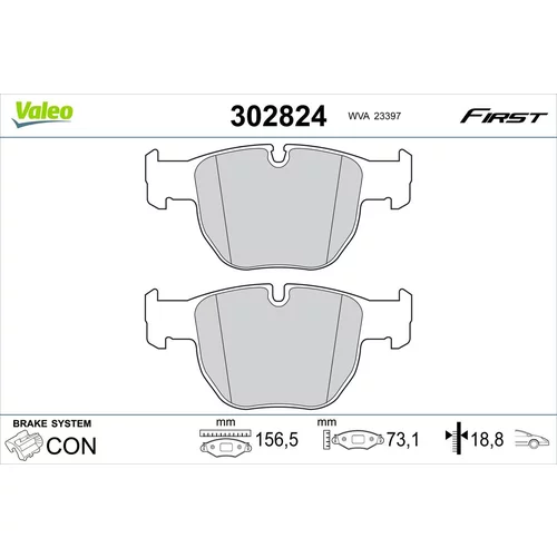 Sada brzdových platničiek kotúčovej brzdy VALEO 302824