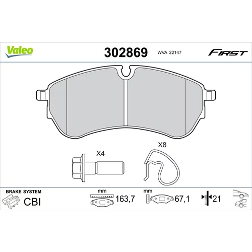 Sada brzdových platničiek kotúčovej brzdy VALEO 302869
