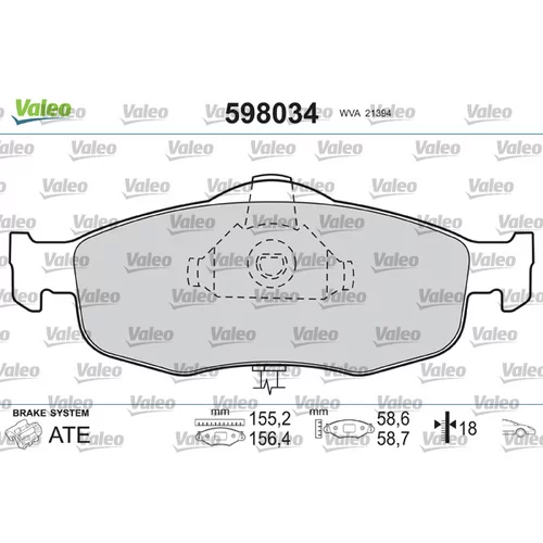 Sada brzdových platničiek kotúčovej brzdy VALEO 598034