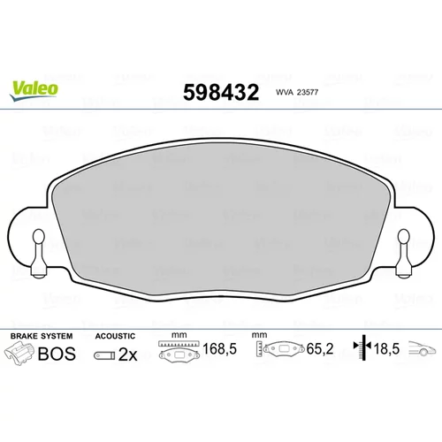 Sada brzdových platničiek kotúčovej brzdy VALEO 598432