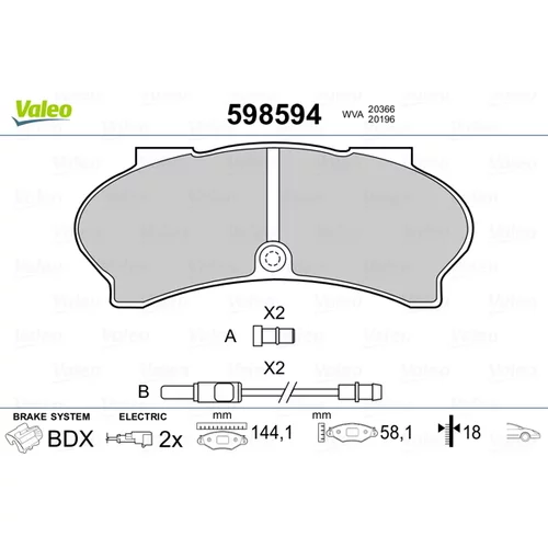 Sada brzdových platničiek kotúčovej brzdy VALEO 598594