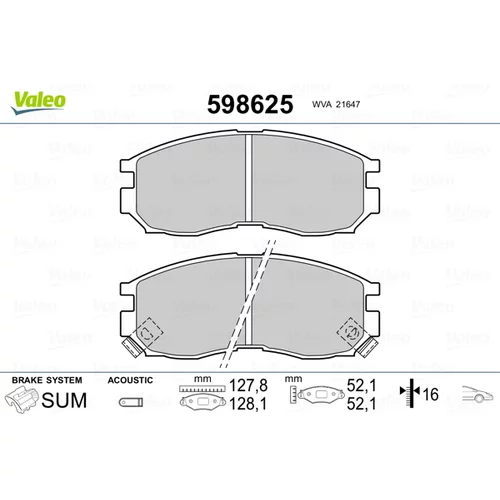 Sada brzdových platničiek kotúčovej brzdy VALEO 598625