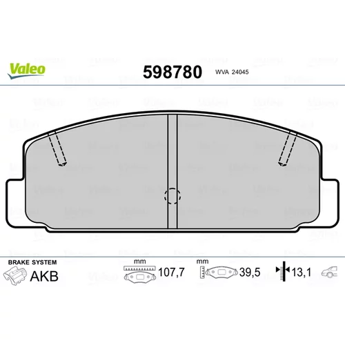 Sada brzdových platničiek kotúčovej brzdy VALEO 598780