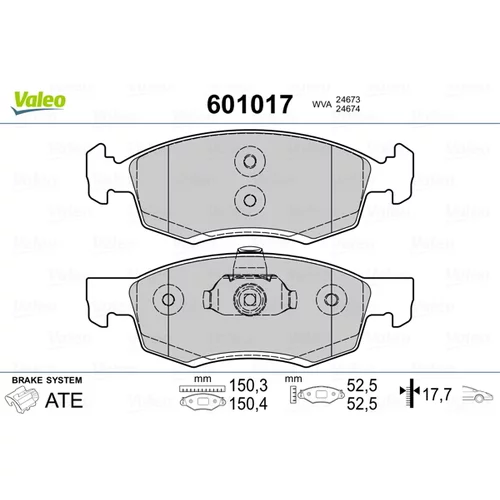 Sada brzdových platničiek kotúčovej brzdy VALEO 601017