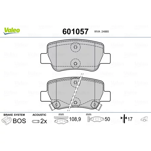 Sada brzdových platničiek kotúčovej brzdy VALEO 601057