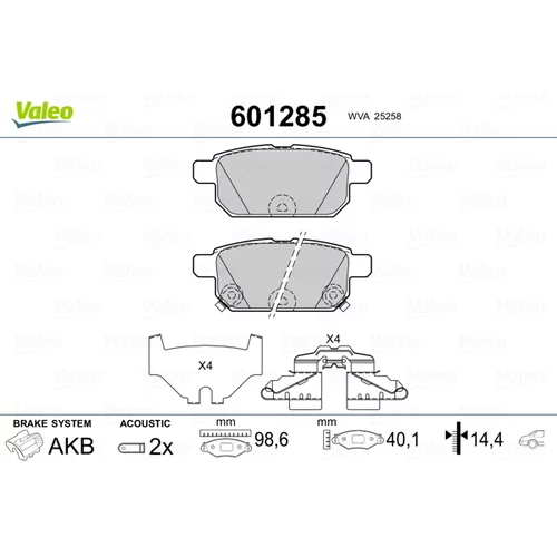 Sada brzdových platničiek kotúčovej brzdy VALEO 601285