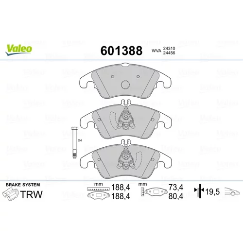 Sada brzdových platničiek kotúčovej brzdy 601388 /VALEO/