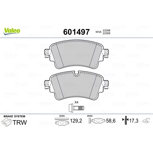 Sada brzdových platničiek kotúčovej brzdy VALEO 601497