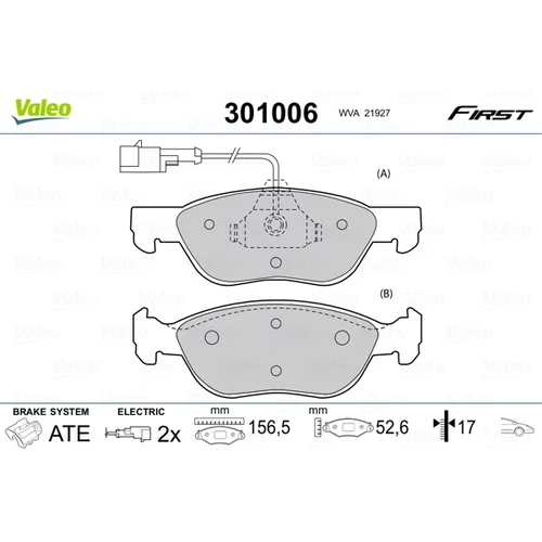 Sada brzdových platničiek kotúčovej brzdy VALEO 301006