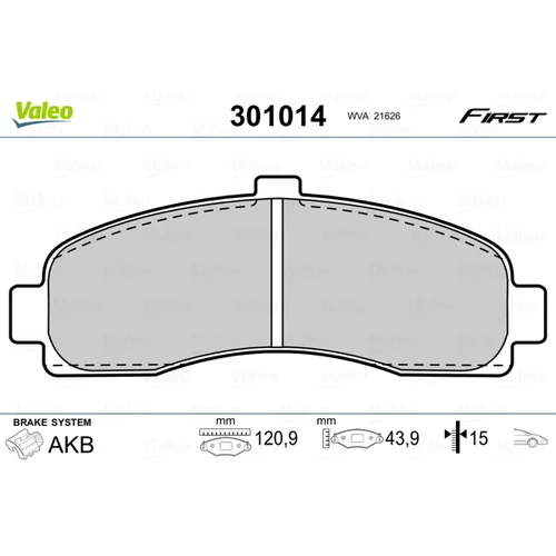 Sada brzdových platničiek kotúčovej brzdy VALEO 301014