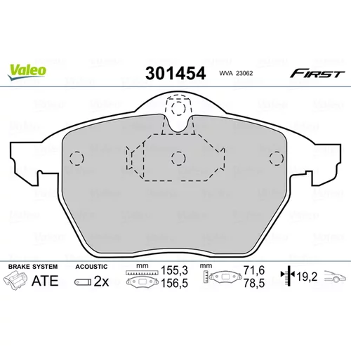 Sada brzdových platničiek kotúčovej brzdy VALEO 301454