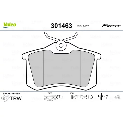 Sada brzdových platničiek kotúčovej brzdy 301463 /VALEO/