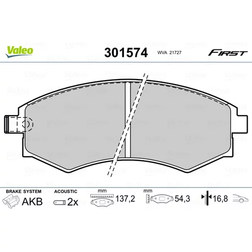 Sada brzdových platničiek kotúčovej brzdy VALEO 301574