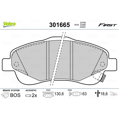 Sada brzdových platničiek kotúčovej brzdy VALEO 301665