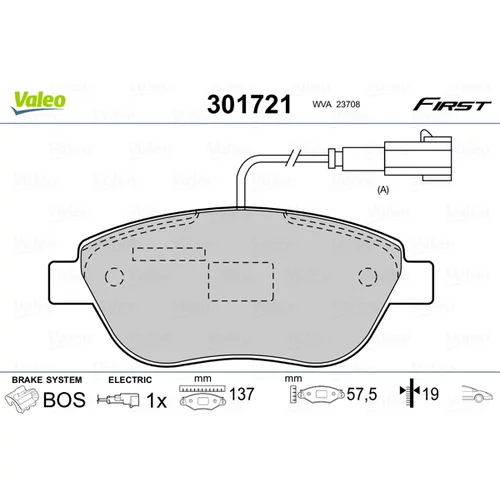 Sada brzdových platničiek kotúčovej brzdy VALEO 301721