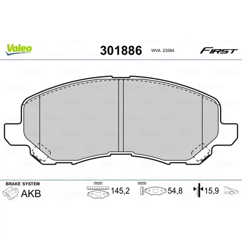 Sada brzdových platničiek kotúčovej brzdy 301886 /VALEO/