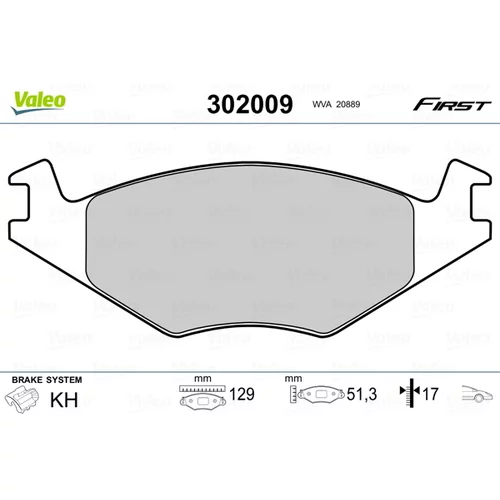 Sada brzdových platničiek kotúčovej brzdy VALEO 302009