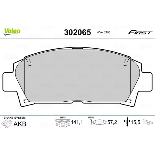 Sada brzdových platničiek kotúčovej brzdy VALEO 302065