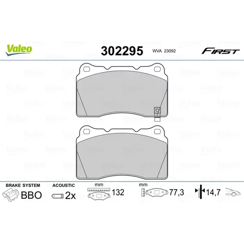 Sada brzdových platničiek kotúčovej brzdy VALEO 302295