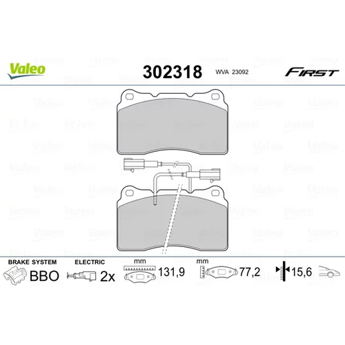 Sada brzdových platničiek kotúčovej brzdy VALEO 302318