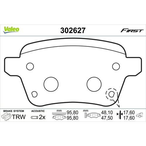 Sada brzdových platničiek kotúčovej brzdy 302627 /VALEO/