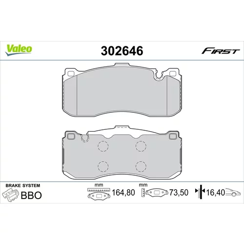 Sada brzdových platničiek kotúčovej brzdy VALEO 302646