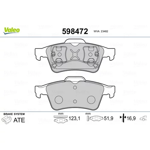 Sada brzdových platničiek kotúčovej brzdy VALEO 598472