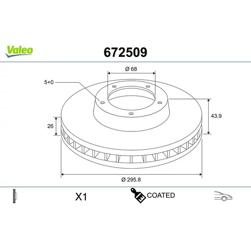 Brzdový kotúč VALEO 672509