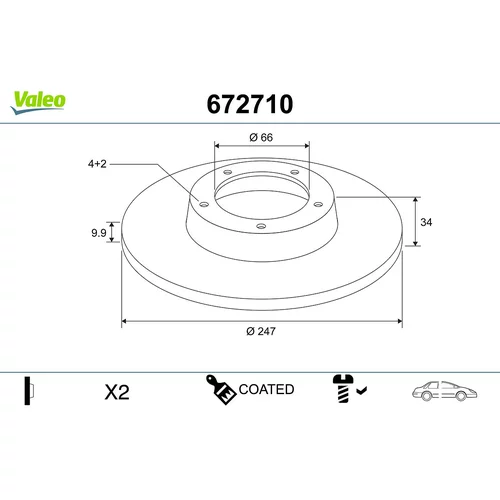 Brzdový kotúč VALEO 672710