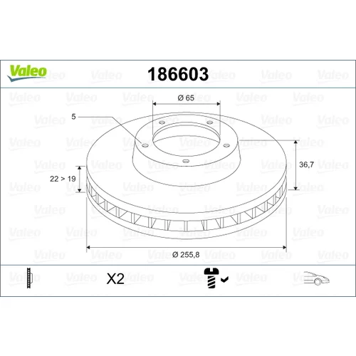 Brzdový kotúč 186603 /VALEO/