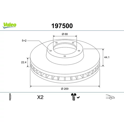 Brzdový kotúč VALEO 197500