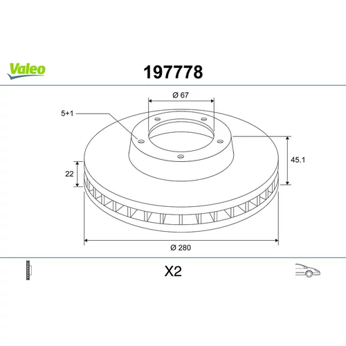 Brzdový kotúč VALEO 197778