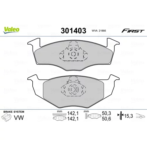 Sada brzdových platničiek kotúčovej brzdy 301403 /VALEO/