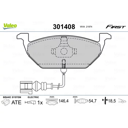 Sada brzdových platničiek kotúčovej brzdy VALEO 301408