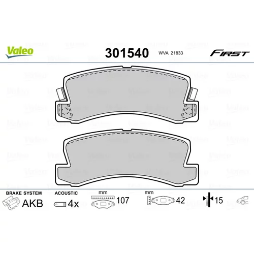 Sada brzdových platničiek kotúčovej brzdy VALEO 301540