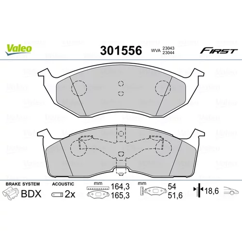 Sada brzdových platničiek kotúčovej brzdy VALEO 301556